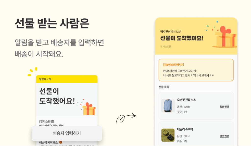 프로모션 이벤트, 프로모션 마케팅 사례, 알파푸시, 선물하기, 자사몰 선물하기, 카페24, 샐러드랩, 알파앱스