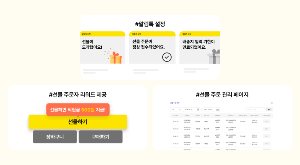 프로모션 이벤트, 프로모션 마케팅 사례, 알파푸시, 선물하기, 자사몰 선물하기, 카페24, 샐러드랩, 알파앱스