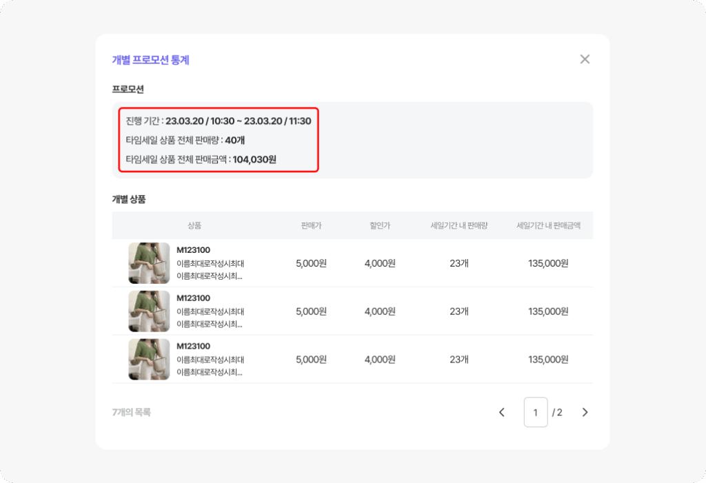 타임세일 설정 인사이트