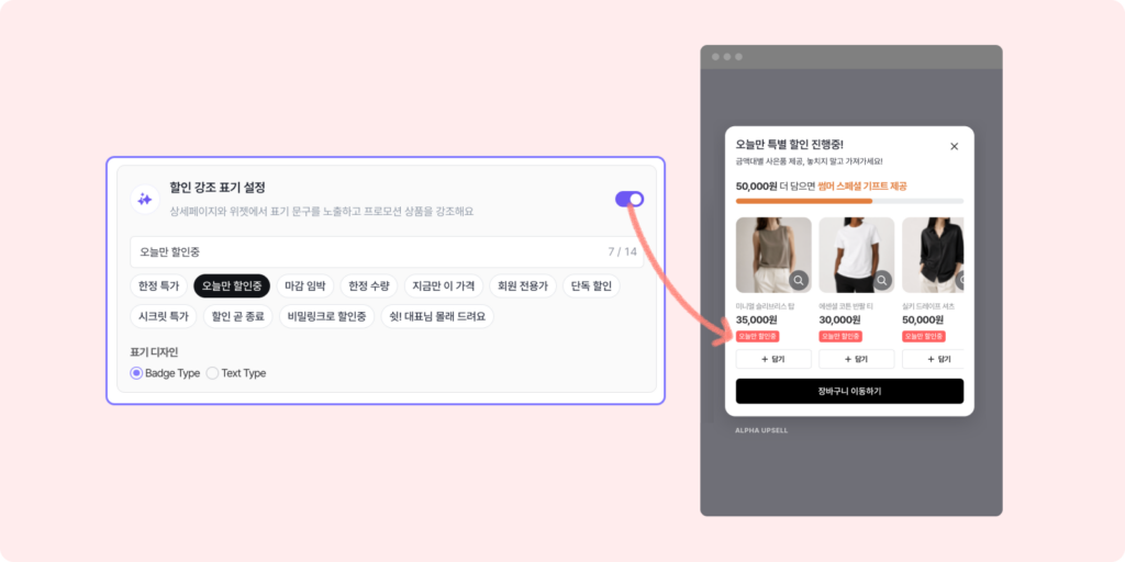 8월 클리어런스 시즌, 패션 · 뷰티 쇼핑몰 프로모션 이렇게 해보세요 1 프로모션 팝업과 할인 강조 표시 설정 화면